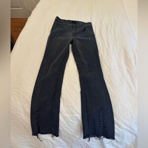 MOTHER Black Flared Raw Hem Jeans